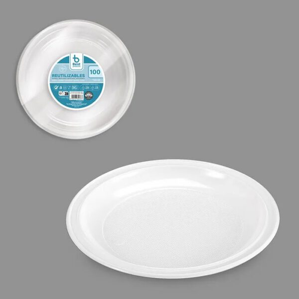 Plato llano de plástico reutilizable 20,5 cm