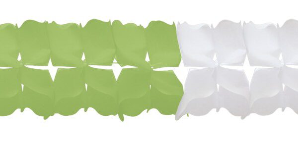 Guirnalda de papel verde y blanca