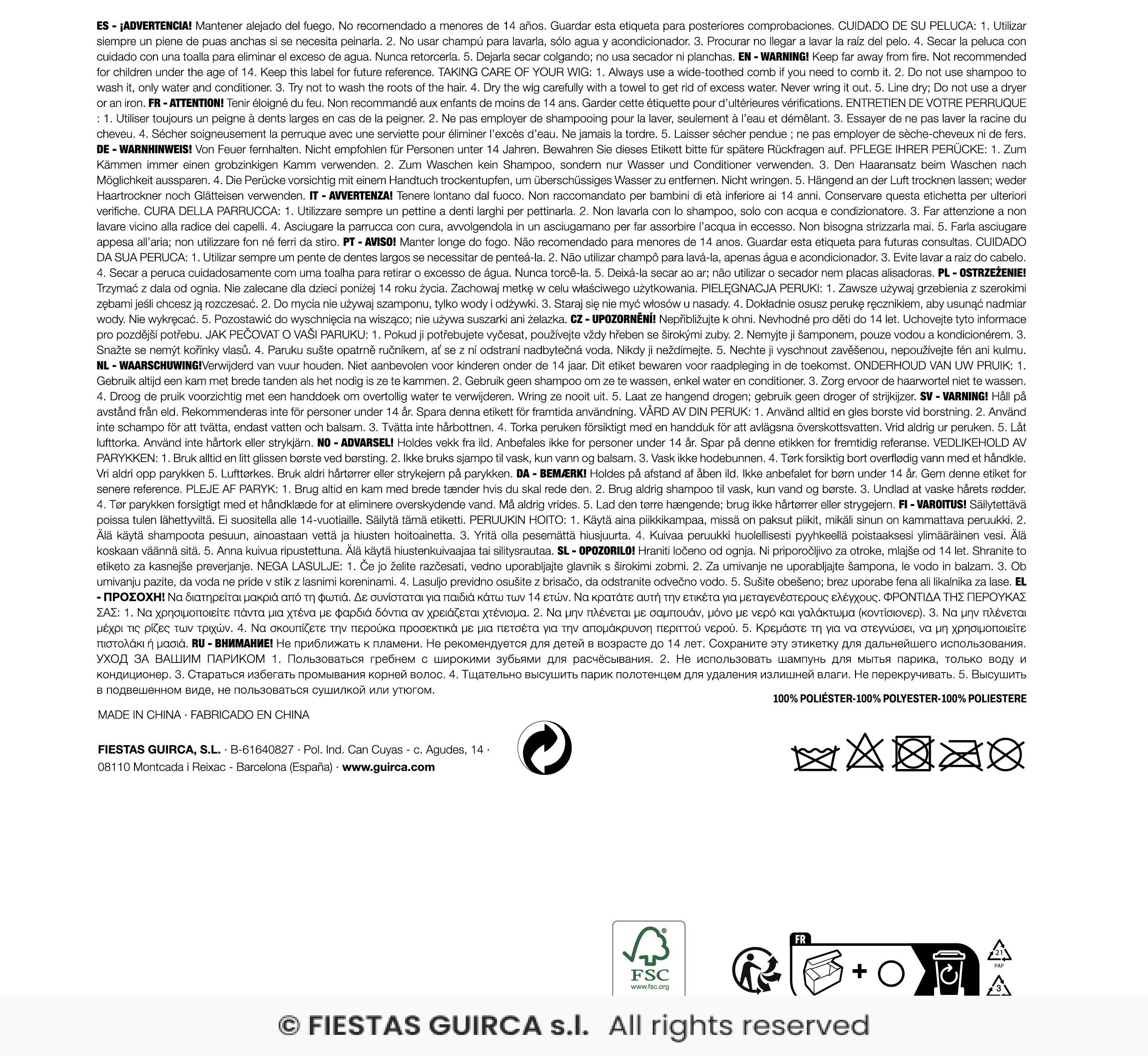 Peluca Larga Blanca