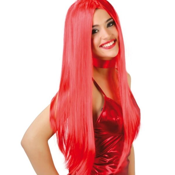 Peluca Larga Roja