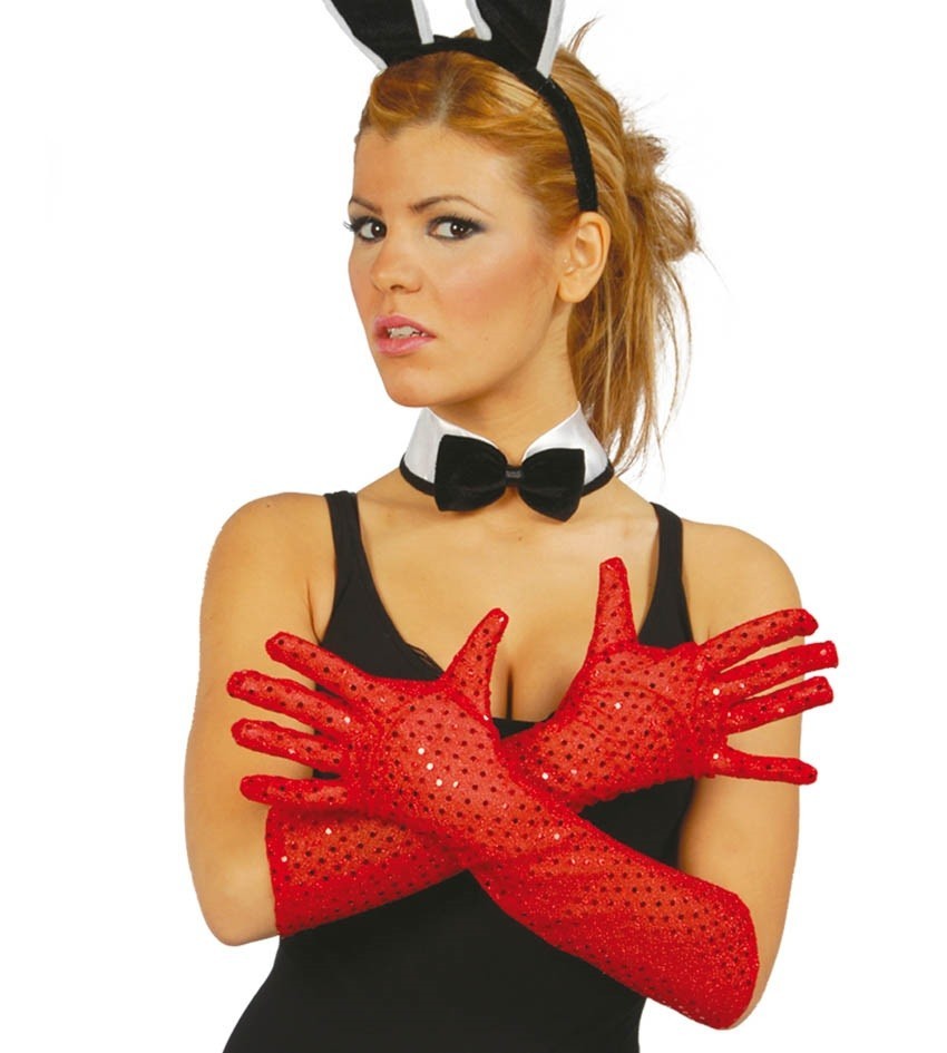Guantes Lentejuelas Rojo