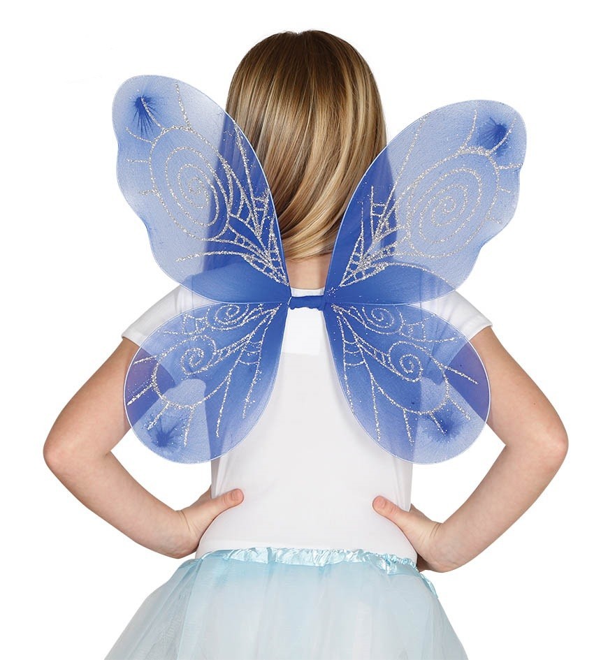Alas azules de mariposa
