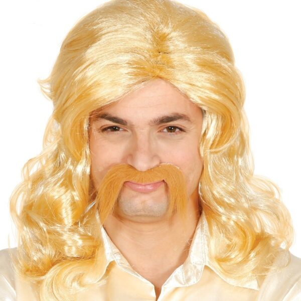 Peluca rubia con bigote