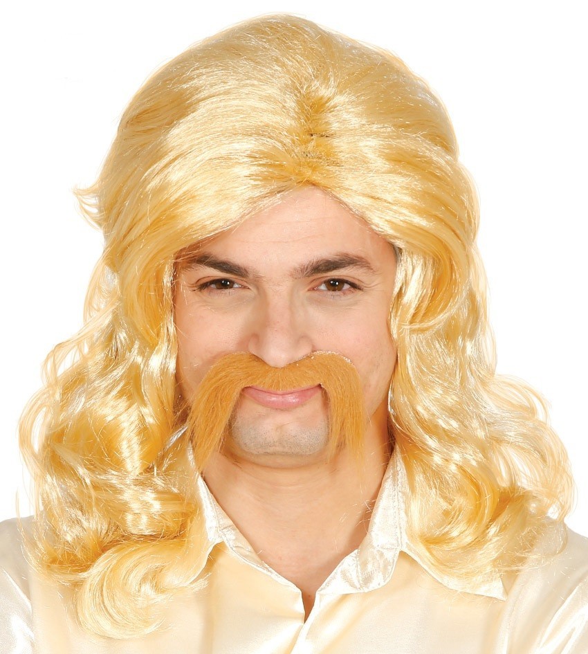 Peluca rubia con bigote