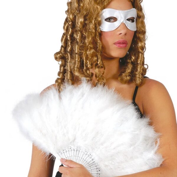 Abanico plumas blanco