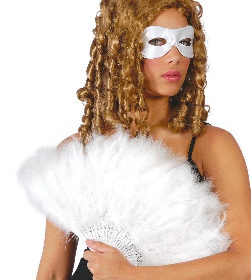 Abanico plumas blanco
