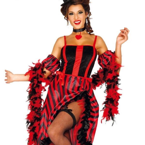 Boa de plumas roja y negra