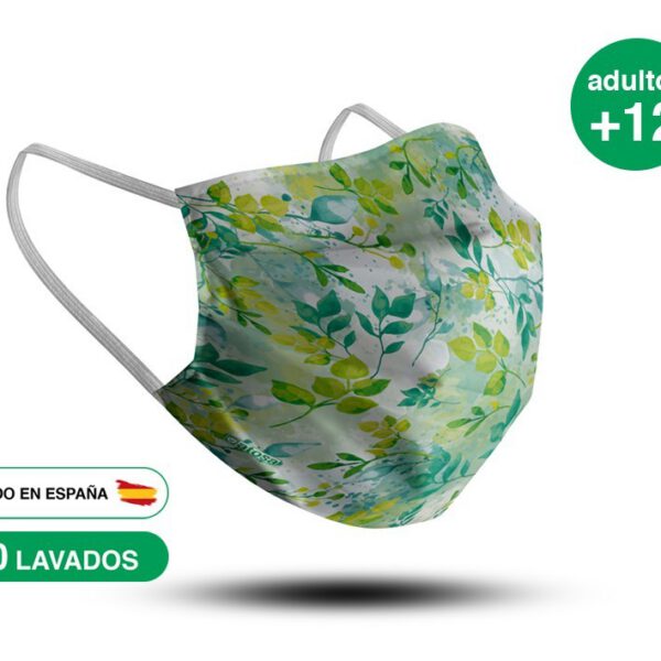Mascarilla Lavable Flores Verdes