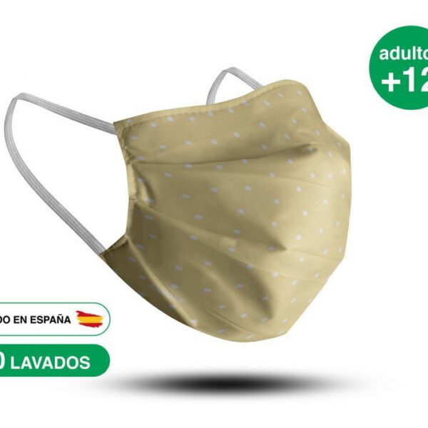 Mascarilla Beig con topos