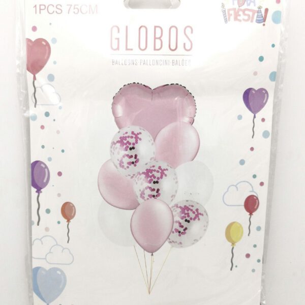Conjunto de Globos Corazón Rosa
