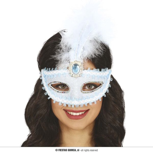 Antifaz Azul con Plumas