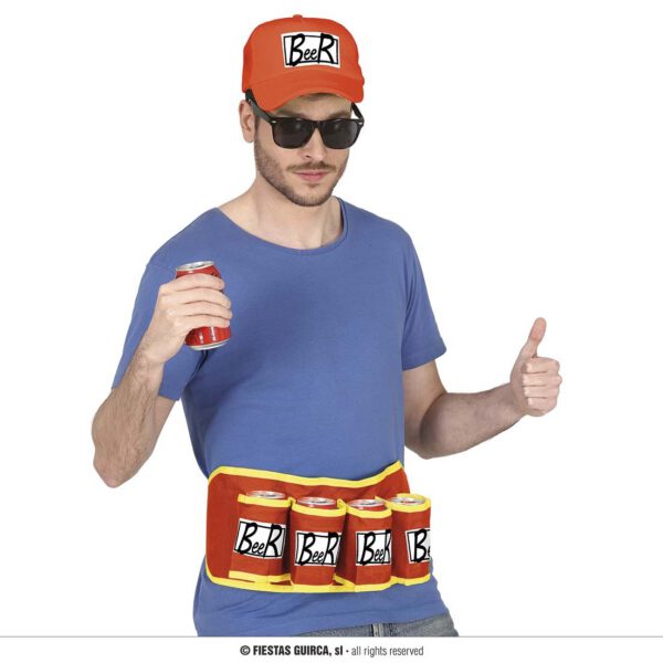Gorra y cinturón de cervezas