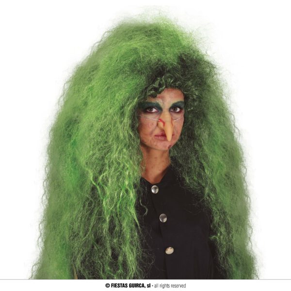 Peluca bruja negra y verde