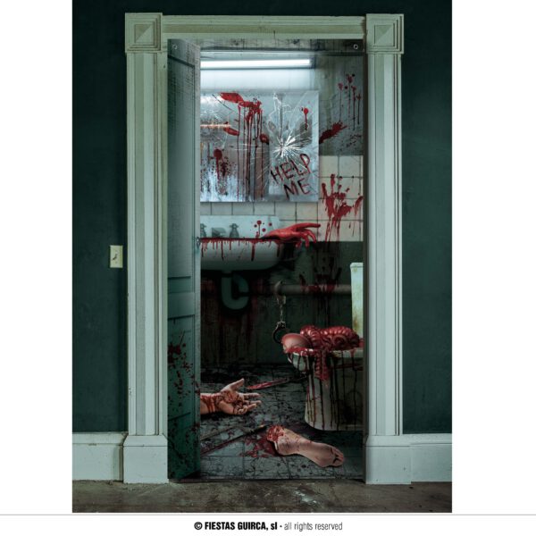 Decoración puerta baño sangriento