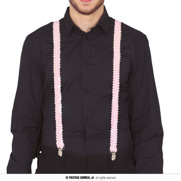 Tirante lentejuelas rosa adulto
