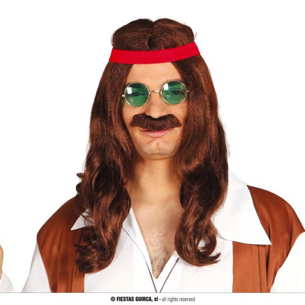 Peluca hippie con bigote