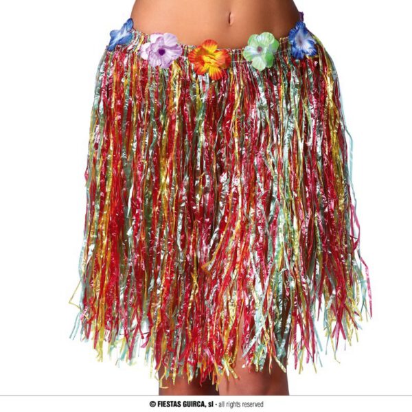 Falda hawaiana multicolor corta