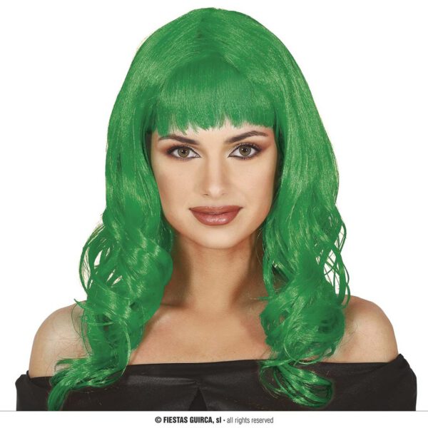 Peluca media melena verde