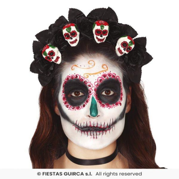 Diadema esqueleto catrina con flores