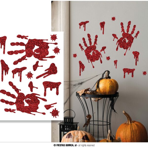 Adhesivo Glitter mano sangre