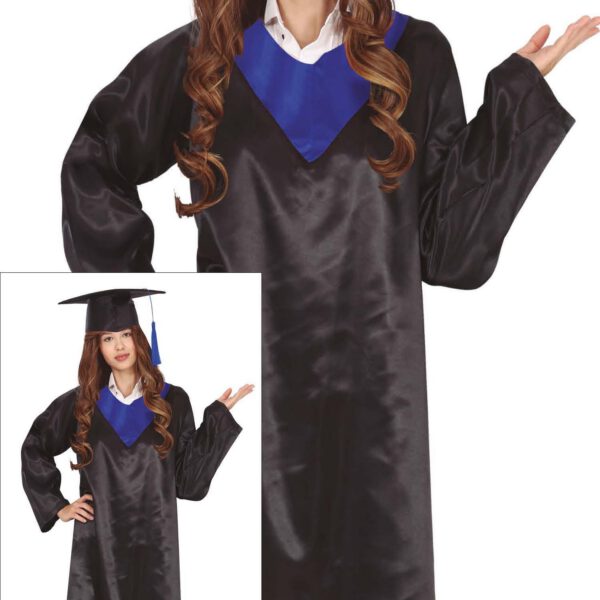 Toga Graduación negra cinta azul