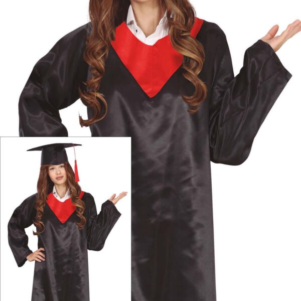 Toga Graduación negra cinta roja