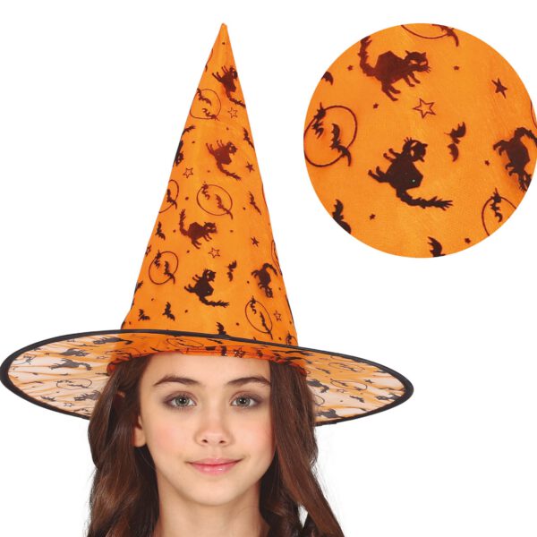 Sombrero de bruja naranja infantil