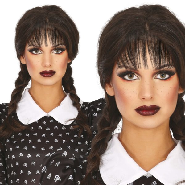 Peluca con trenzas negras