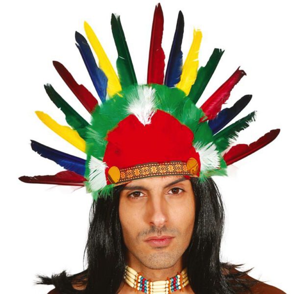 Penacho de indio con plumas