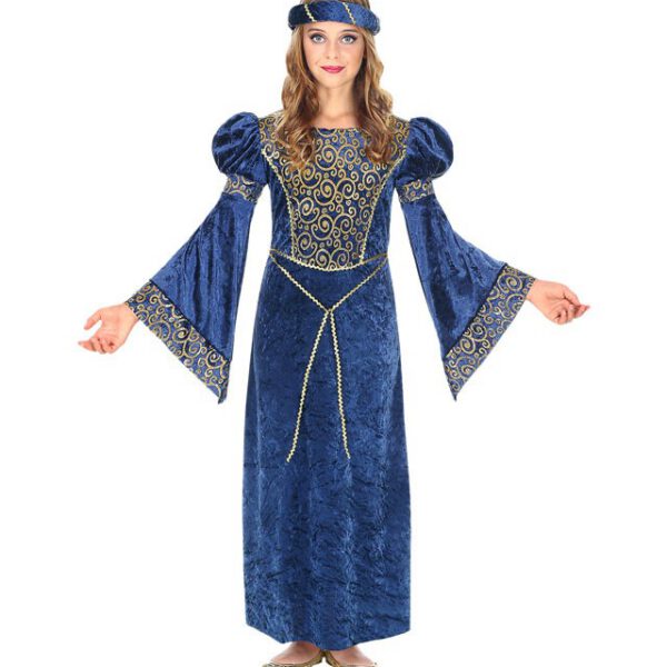 Disfraz de Dama Medieval Azul Infantil