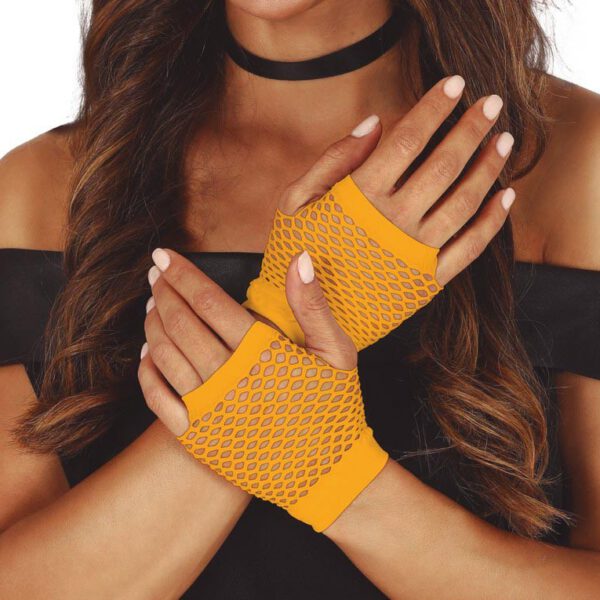 Guantes cortos de malla naranja neón